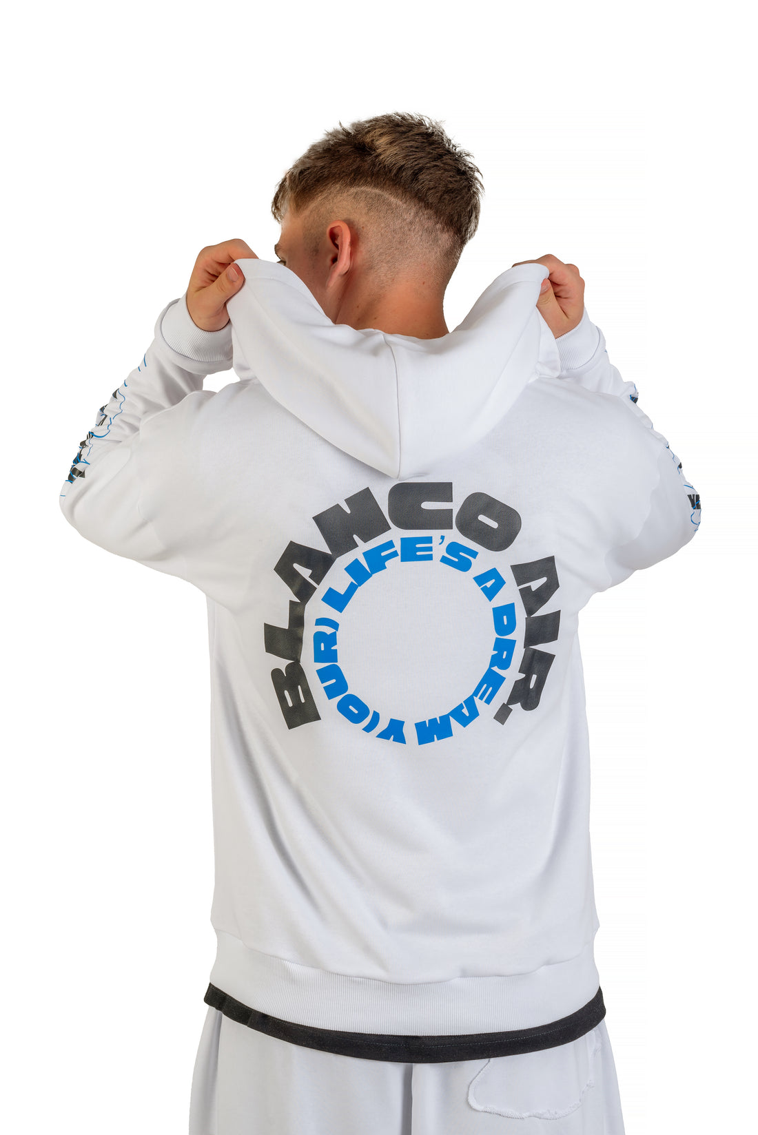 BLANCO AIR Blue Horseshoe Zip-Up Hoodie
