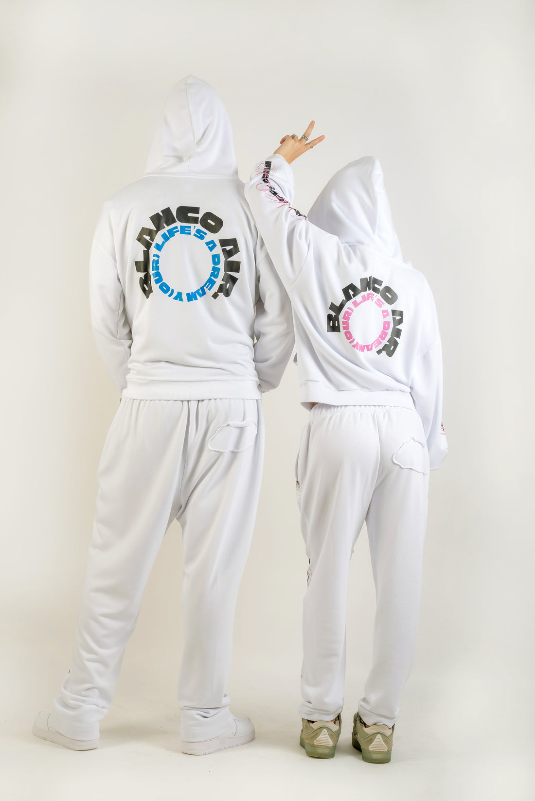 BLANCO AIR Blue Horseshoe Zip-Up Hoodie