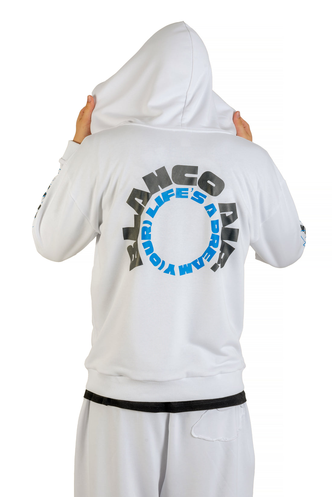 BLANCO AIR Blue Horseshoe Zip-Up Hoodie