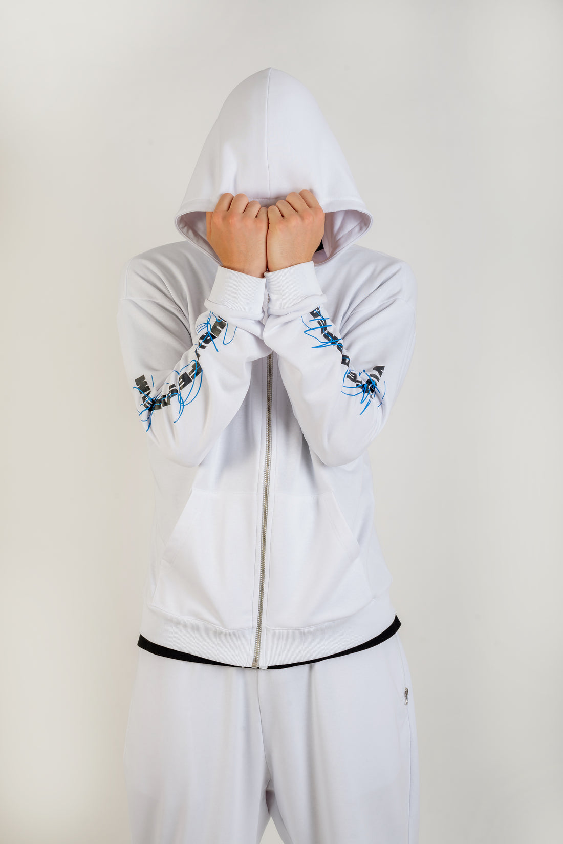 BLANCO AIR Blue Horseshoe Zip-Up Hoodie