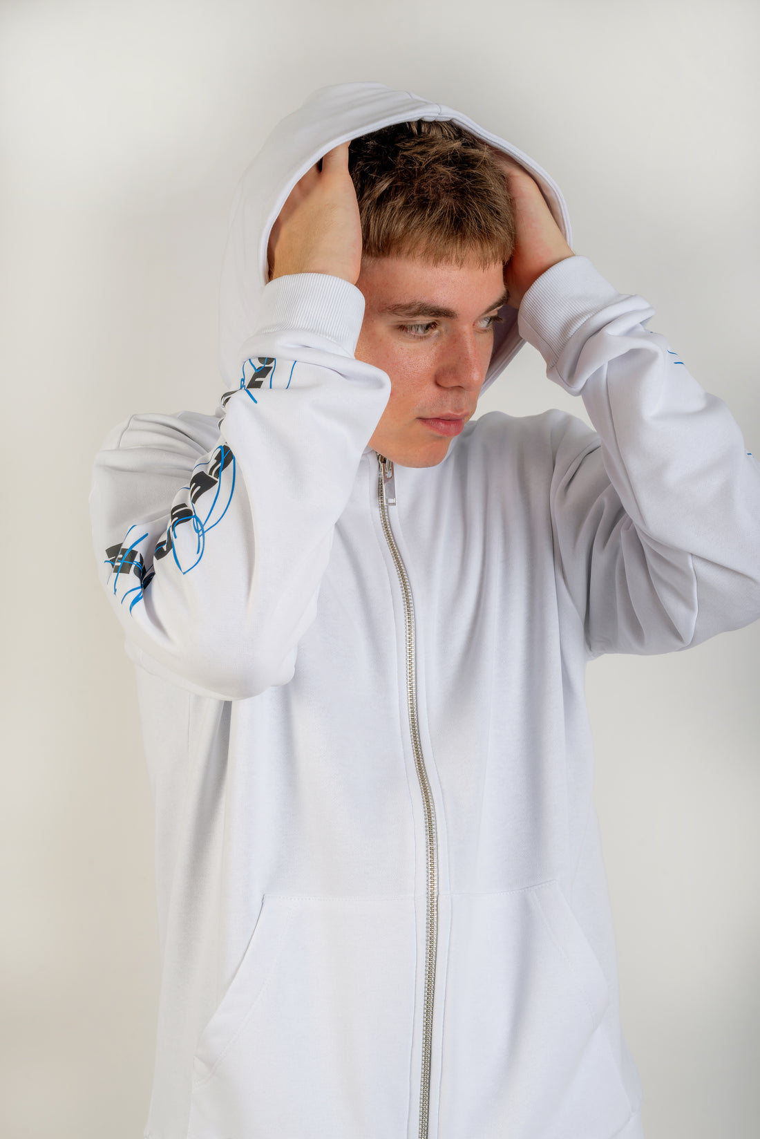 BLANCO AIR Blue Horseshoe Zip-Up Hoodie